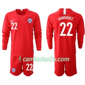 Camisolas de Futebol Chile HENRIQUEZ 22 Criança Equipamento Principal 2018/19 Manga Comprida